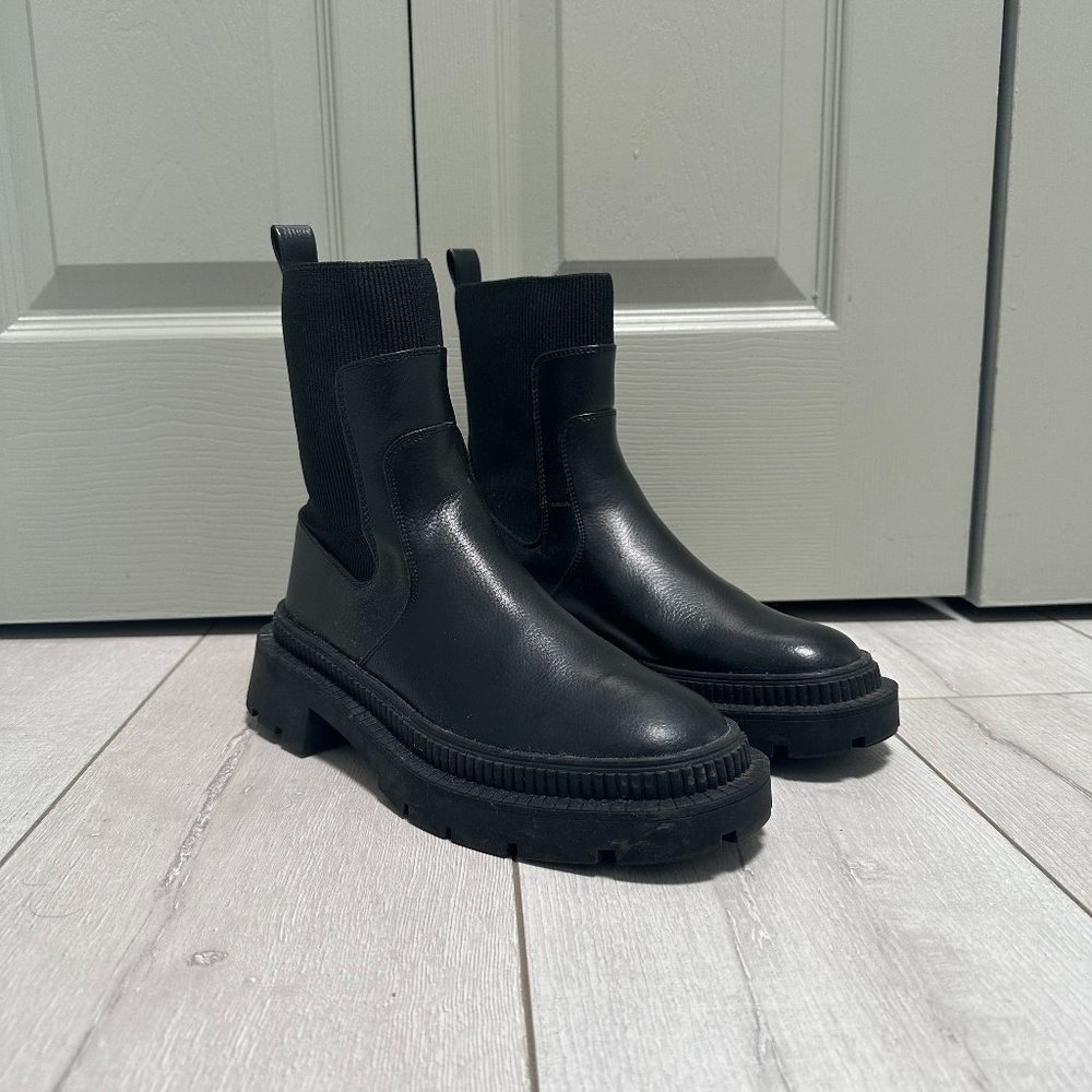 lug sole black boots